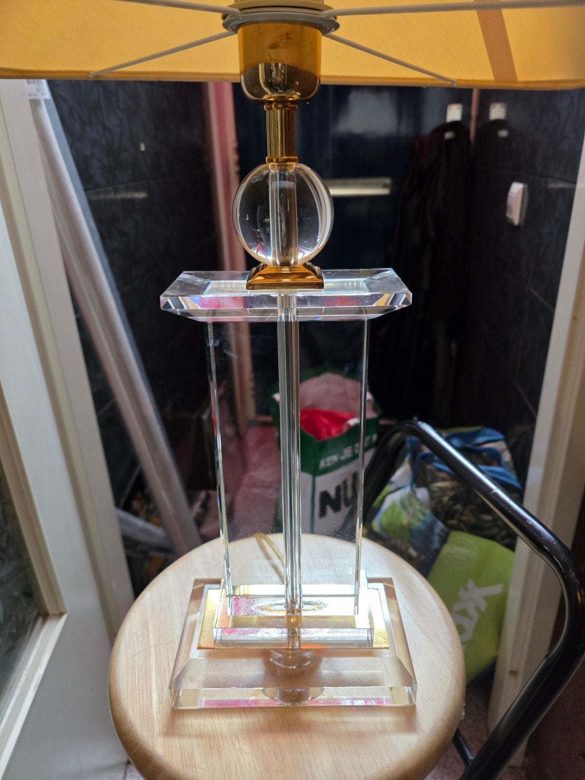 Plexiglas  Zware Tafellamp met kap 67 cm hoog, Ophalen, Zo goed als nieuw, 50 tot 75 cm
