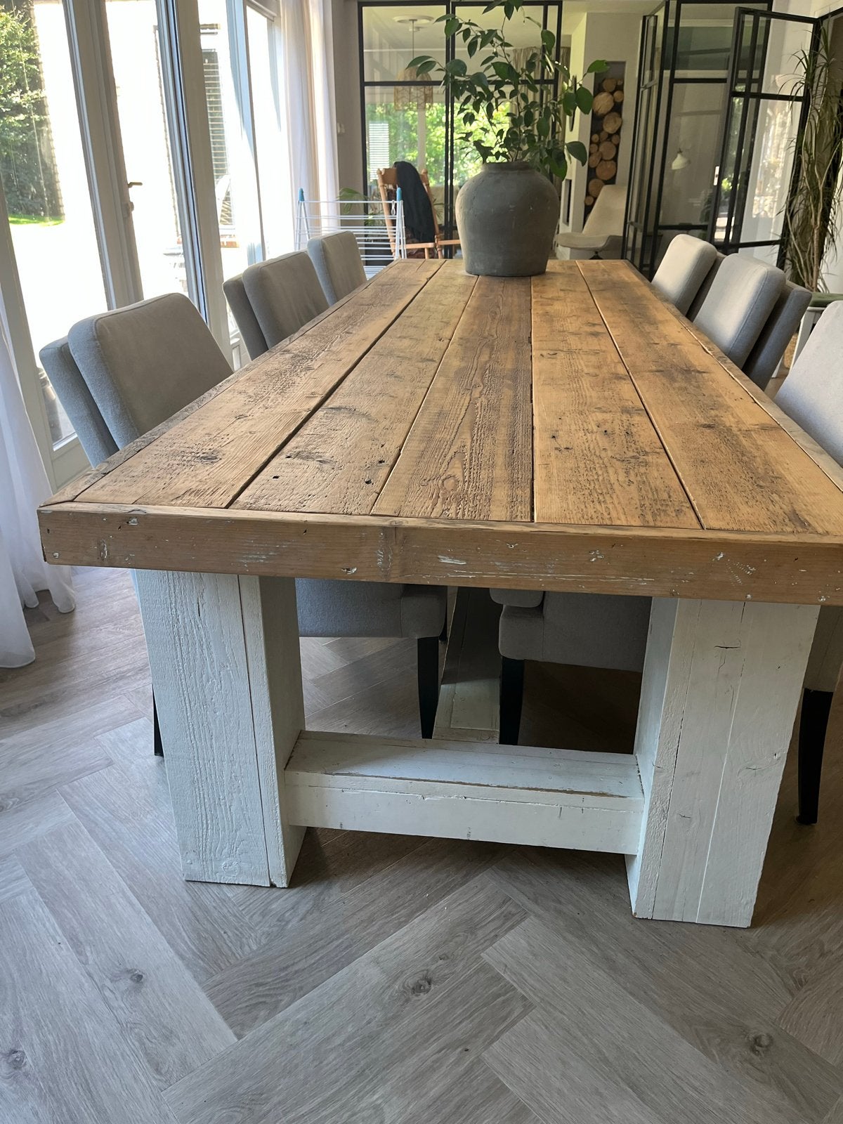 Houten eettafel - 3.2m lang, 1.03m breed, 10 personen, Ophalen, Gebruikt, 100 tot 150 cm, 200 cm of meer