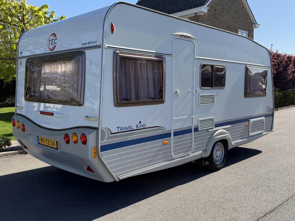 TEC Travel King 470 E VERKOCHT, Caravans en Kamperen, Caravans, Dwarsbed, Standaardzit, T.E.C., Bedrijf