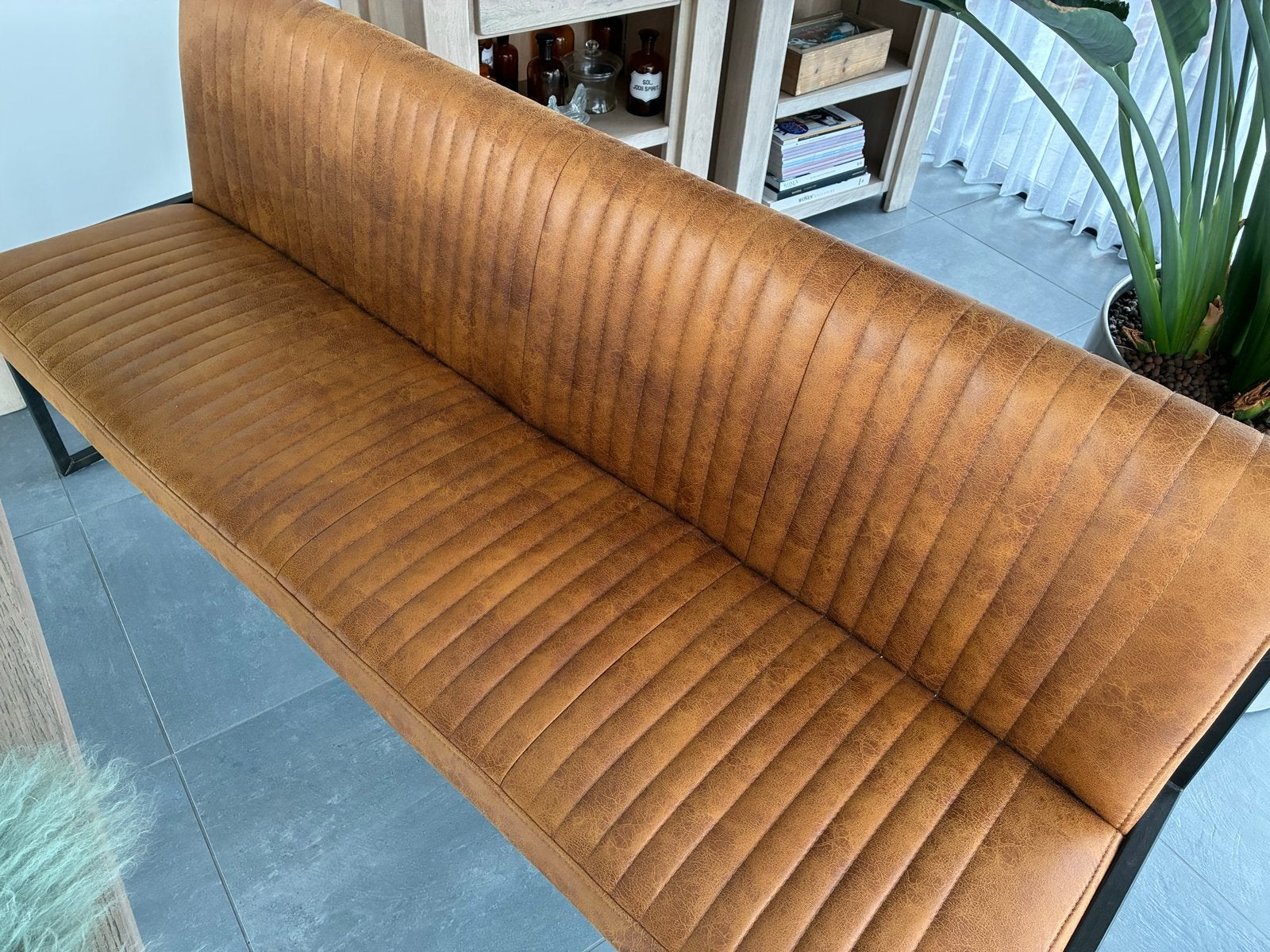 Complete eetset: bank (terra) en 4 stoelen (terra/gri, Huis en Inrichting, Ophalen