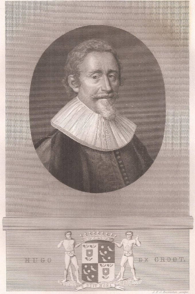 Potret Hugo de Groot Staalgravure Reckleben, Antiek en Kunst, Portret, Ophalen of Verzenden, 14 cm, 1800 - 1899