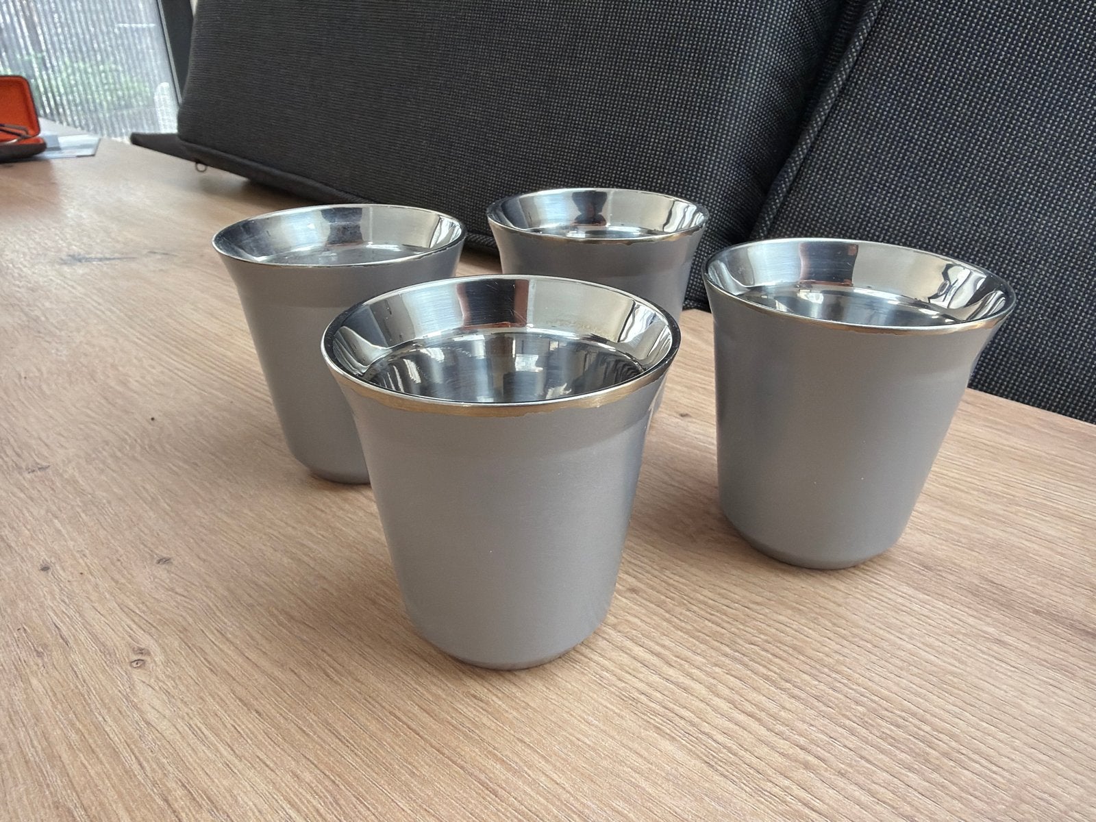 Nespresso Pixie Lungo Kopjes Lingo Grijs - Set van 4, Ophalen of Verzenden, Metaal, Grijs, Overige merken