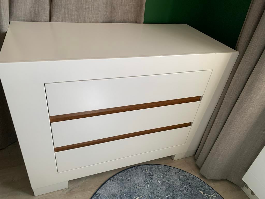 Robuuste witte commode met 3 lades, Ophalen, Gebruikt, 50 tot 70 cm, 100 cm of meer