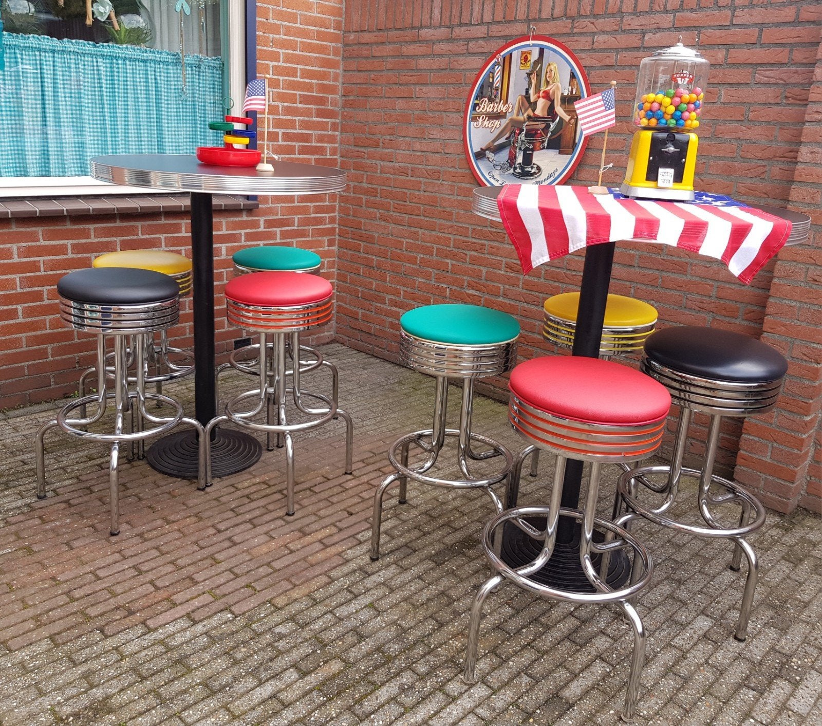 FIFTIES SIXTIES AMERIKAANSE BARKRUKKEN BEL AIR BARTAFEL, Ophalen, 5 krukken of meer, 60 tot 90 cm, Met voetsteun