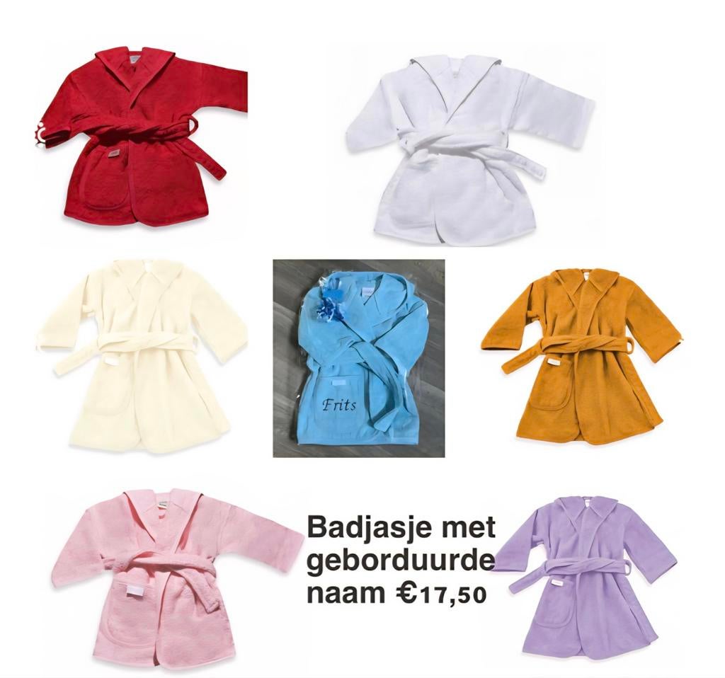 Kraamkado Badjas met Geborduurde Naam - Diverse Kleuren, Ophalen of Verzenden, Nieuw