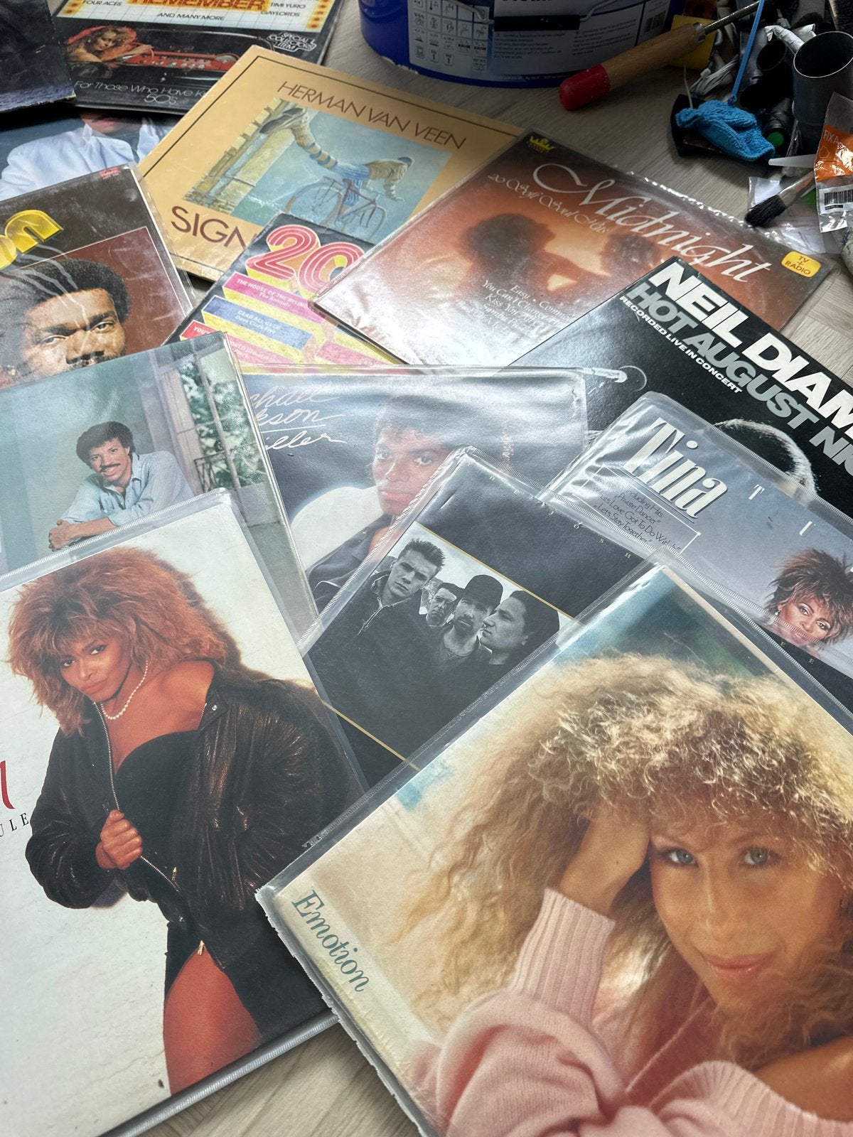 Tas met 34 LP's: Tina Turner, Michael Jackson, U2 e.a., Ophalen, LP, Gebruikt, Pop