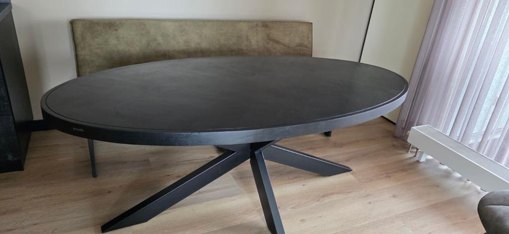 Ovale eettafel met vissengraat 200 x 100 x 77 cm, Huis en Inrichting, Tafels | Eettafels, Ophalen, 100 tot 150 cm, 200 cm of meer