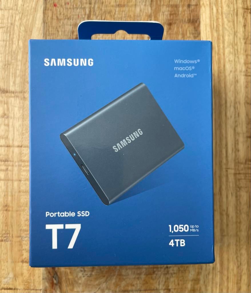 New - Samsung Portable SSD T7 - 4TB, Computers en Software, Harde schijven, SSD, Nieuw, Ophalen of Verzenden, Samsung