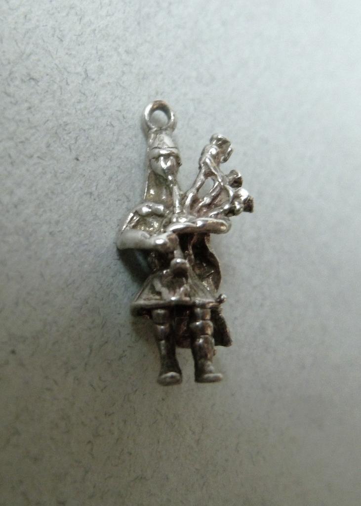 Oude bedel zilver Schotse backpiper Doedelzak, Verzenden, Zilver, Hanger