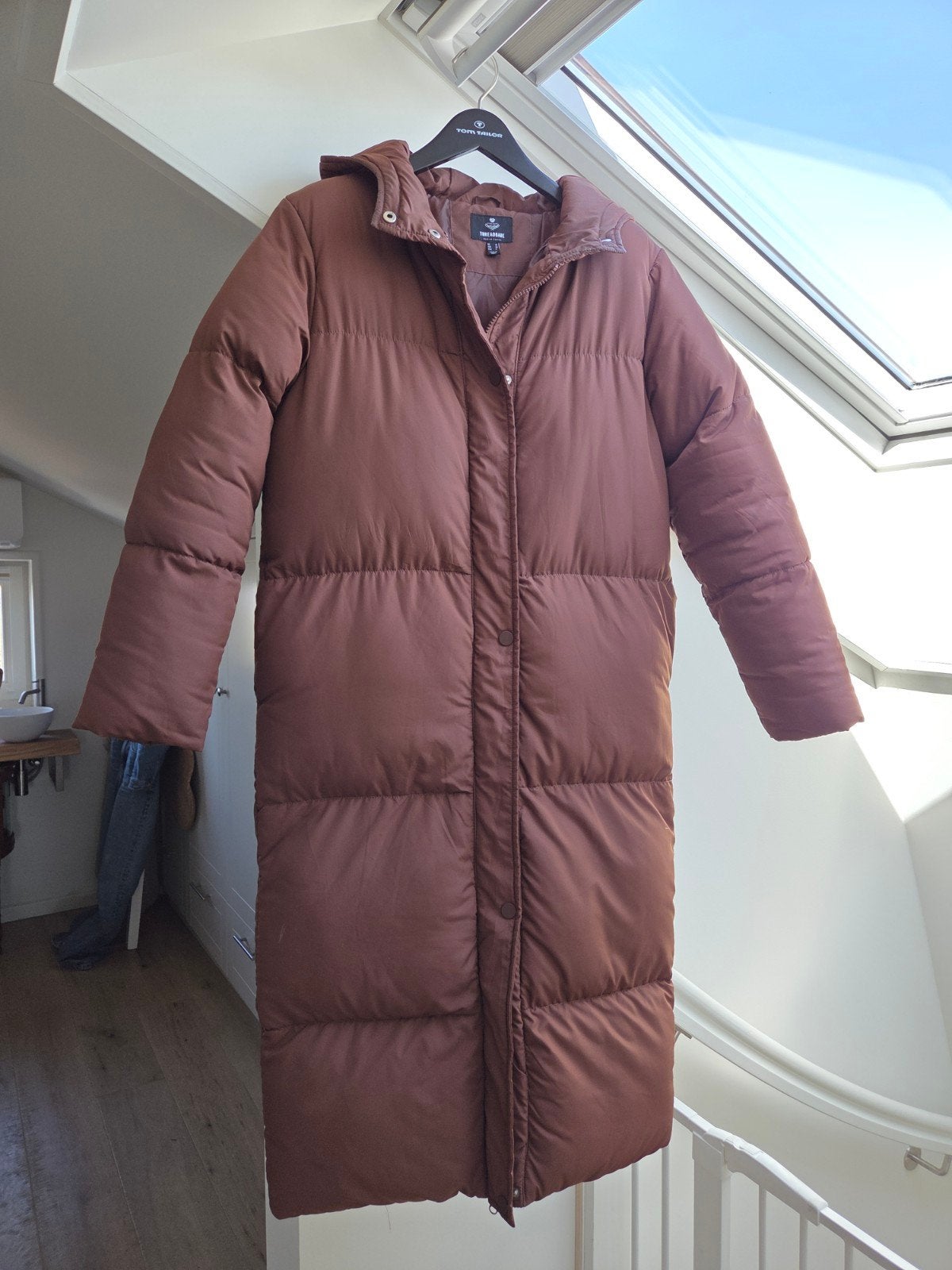 Threadbare Lange Puffer Jas - Maat 38 (M)., Maat 38/40 (M), Bruin, Ophalen of Verzenden, Zo goed als nieuw