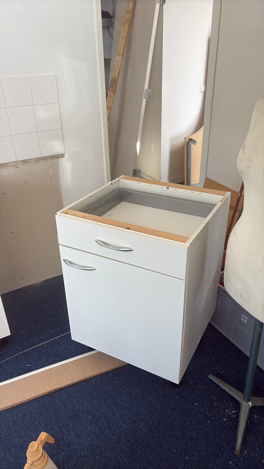 Keuken kastjes met bijbehorend blad, Huis en Inrichting, Keuken | Keukenelementen, Ophalen, Gebruikt, Wit, Minder dan 100 cm