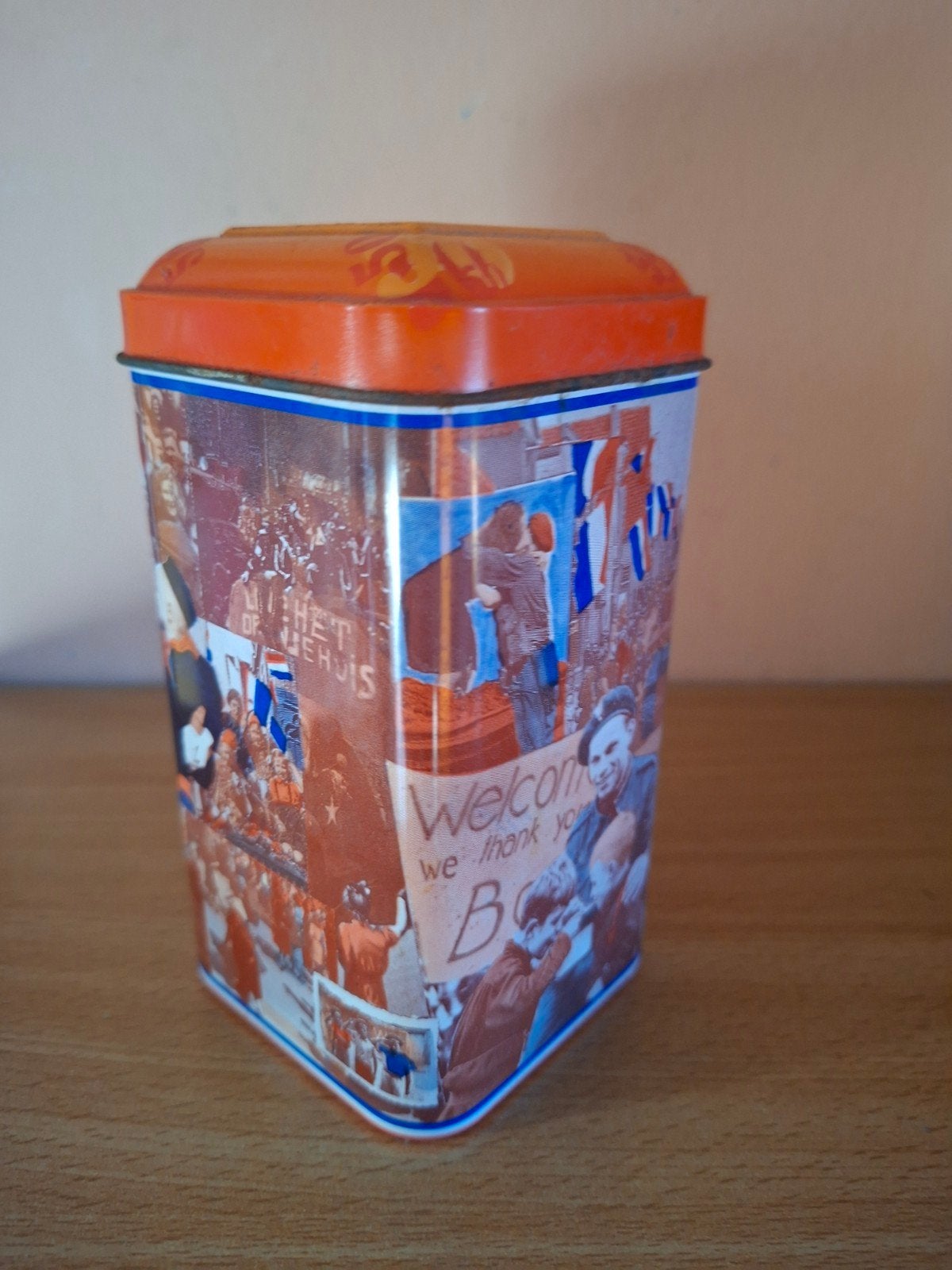 Vintage De Ruijter Oranje Hagel blik - Bevrijding 1945-1995, Ophalen of Verzenden, Gebruikt, Overige