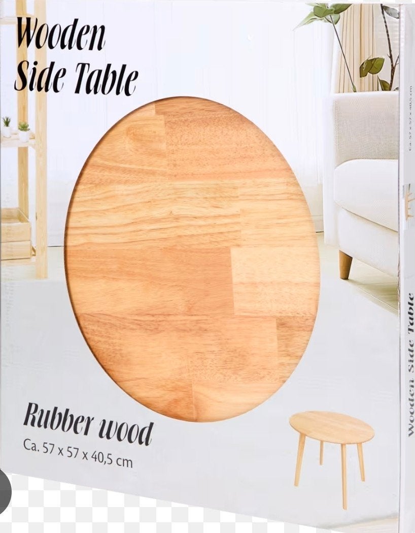 Nieuwe houten bijzettafel - Rubberwood, Ophalen, Nieuw, Rond
