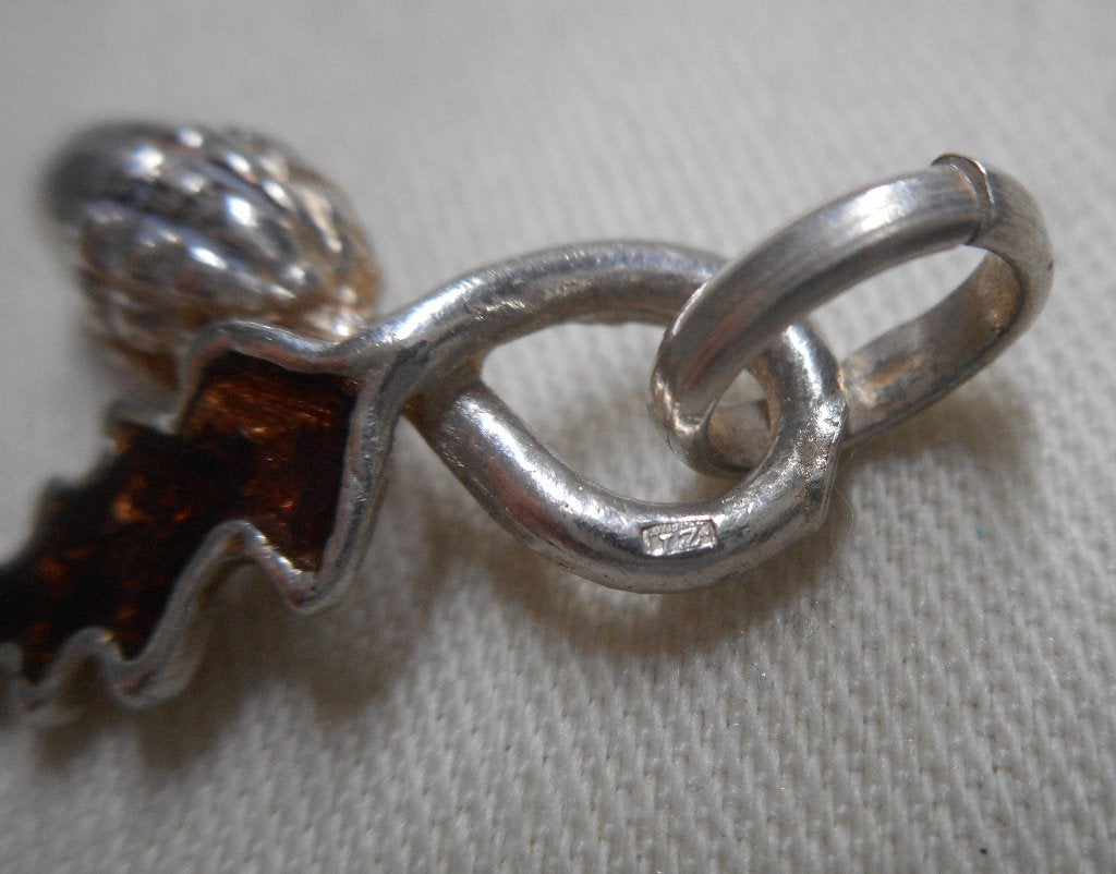 Zilveren vintage hanger eikenblad met eikel nr.894, Verzenden, Zo goed als nieuw, Zilver, Zilver