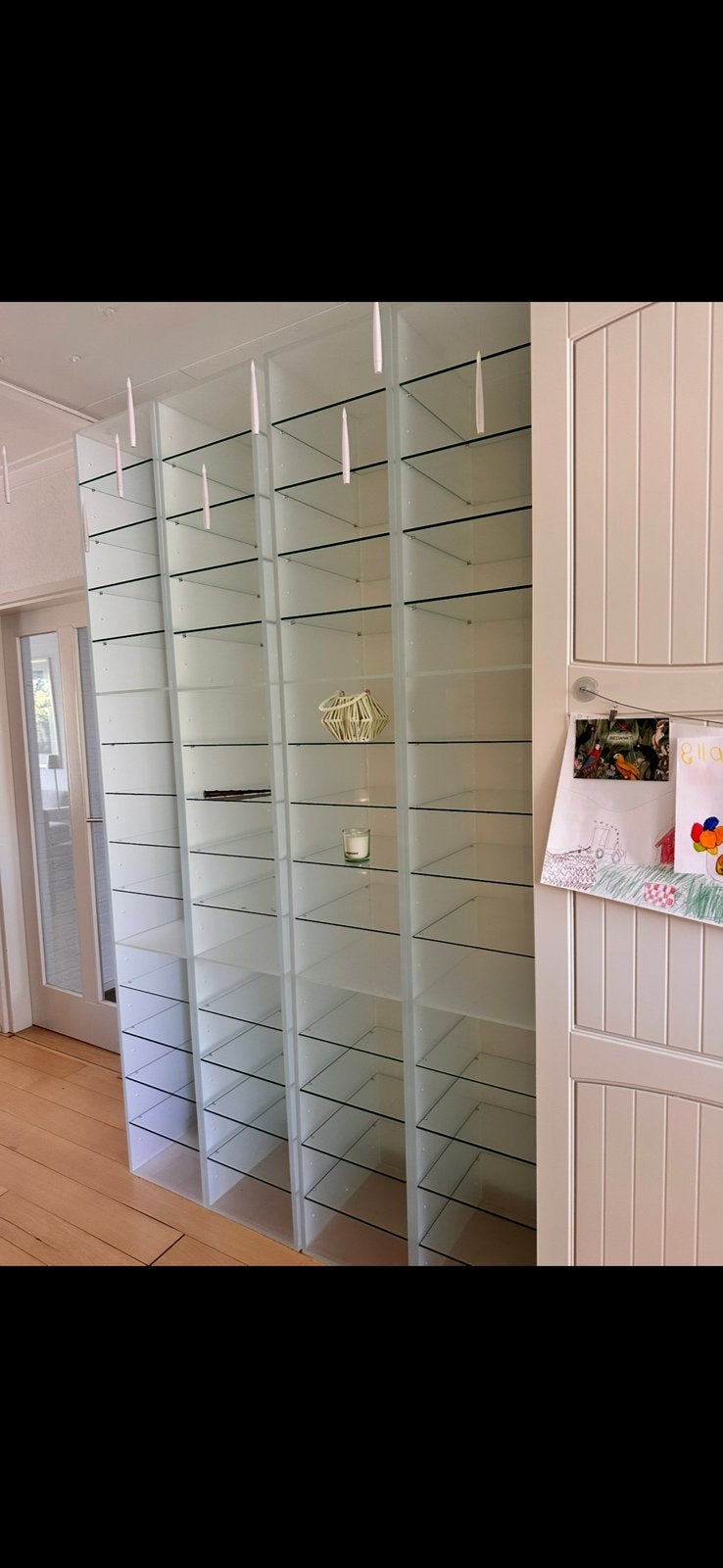 Vitrinekasten, kunststof met glasplaatjes, verzamelingen, Ophalen, Gebruikt, 200 cm of meer, 25 tot 50 cm