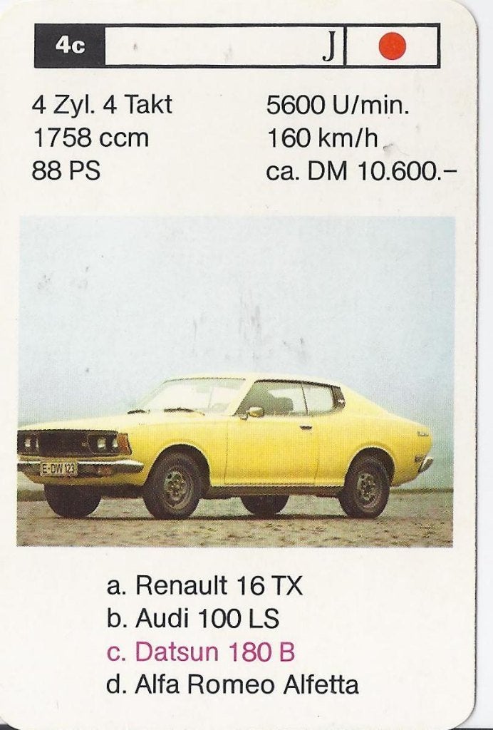Kw3929 autokaartje 4c datsun 180 b, Ophalen of Verzenden, Zo goed als nieuw, Auto's