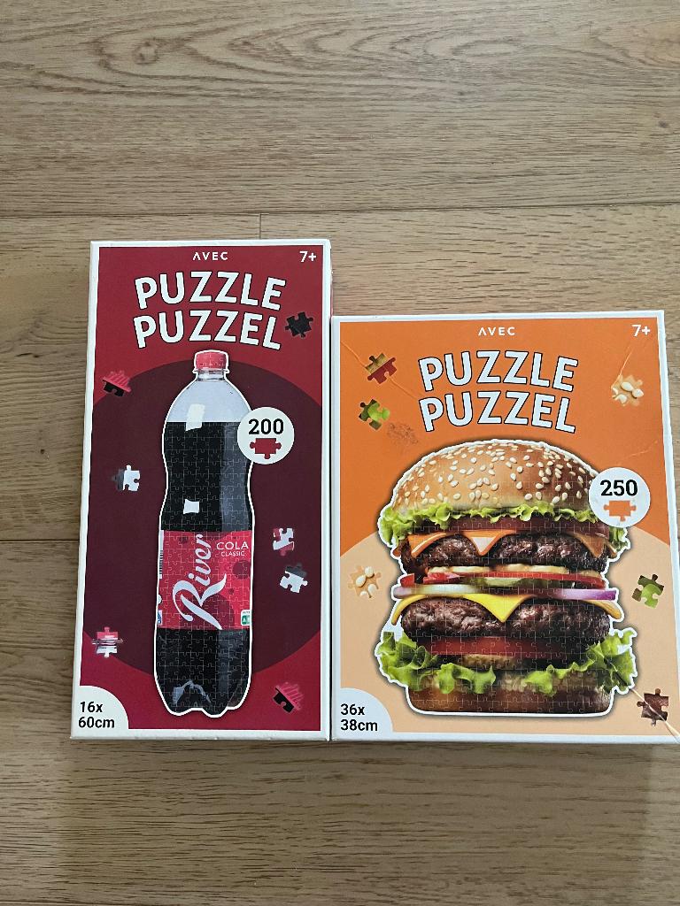 Legpuzzels colafles en hamburger, Hobby en Vrije tijd, Denksport en Puzzels, Ophalen, Minder dan 500 stukjes, Nieuw, Legpuzzel