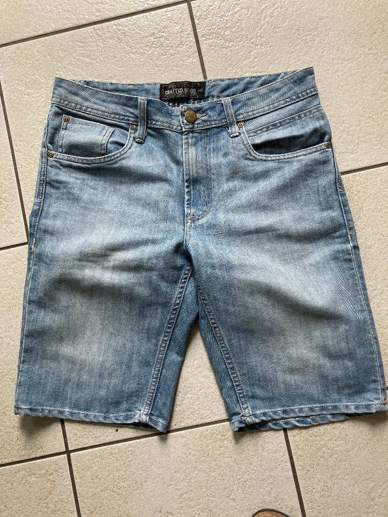 korte spijkerbroek knielengte Angelo Letrico maat 46, Blauw, Angelo Litrico, W32 (confectie 46) of kleiner, Ophalen of Verzenden