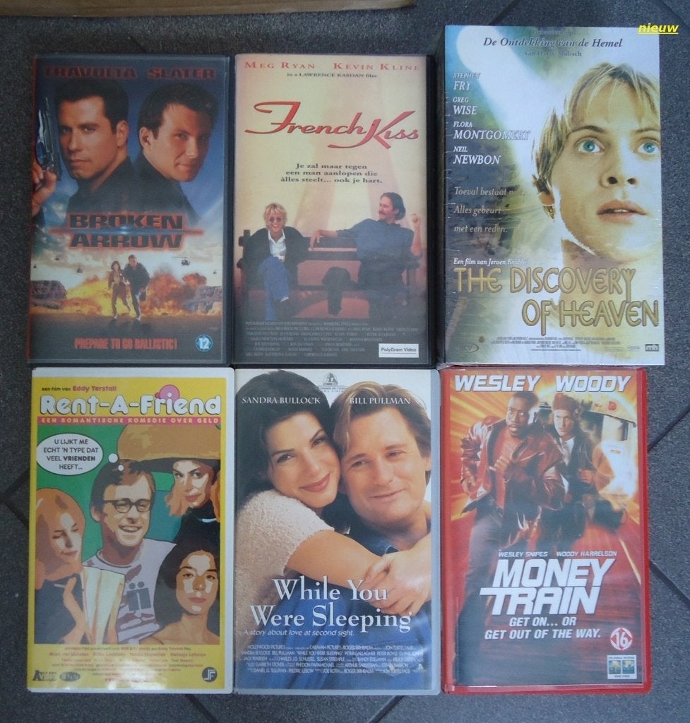Zes originele VHS-videofilms uit de videotheek (ex-rental)., Alle leeftijden, Overige genres, Ophalen of Verzenden, Zo goed als nieuw