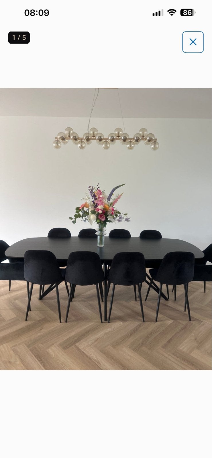 Deens ovale eettafel zwart met spinpoot - Kas20, Ophalen, 200 cm of meer, 50 tot 100 cm, Zo goed als nieuw