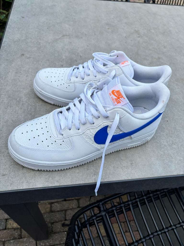 Nike Air Force 1 Low Wit Blauw Maat 46, Kleding | Heren, Schoenen, Zo goed als nieuw, Sneakers of Gympen, Wit, Ophalen of Verzenden