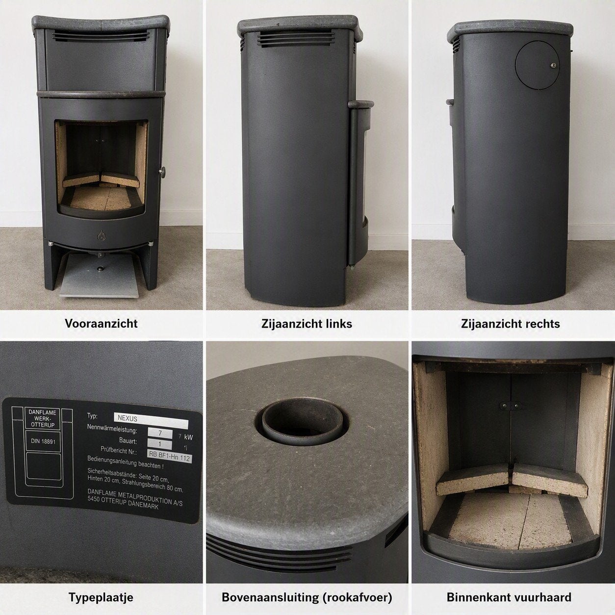 Danflame Nexus houtkachel 7 kW met speksteen, Ophalen, Gebruikt, Hout, Houtkachel