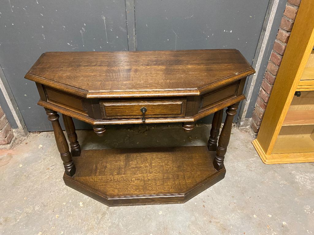smalle wandmeubel, Gebruikt, Eikenhout, Ophalen of Verzenden, Minder dan 150 cm