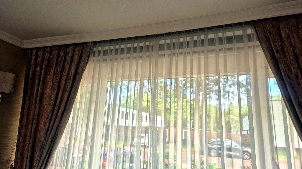 Luxe gordijnset 355 x 264 cm | vitrage + siergordijnen, Ophalen, Gebruikt, 355 cm, 264 cm