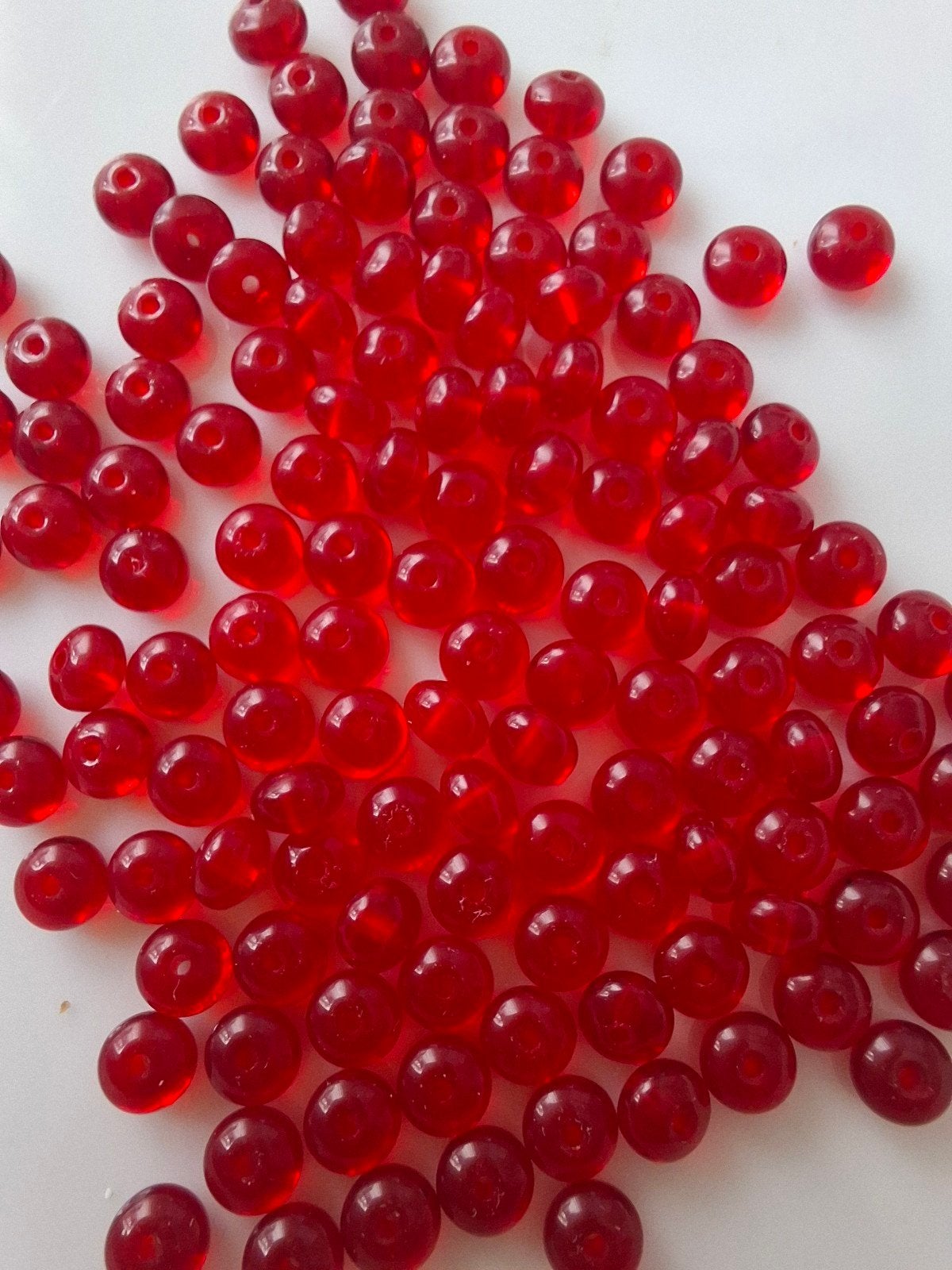 133 stuks 4 mm glaskralen rondellen rood kralen partij, Kraal, -, -, Nieuw