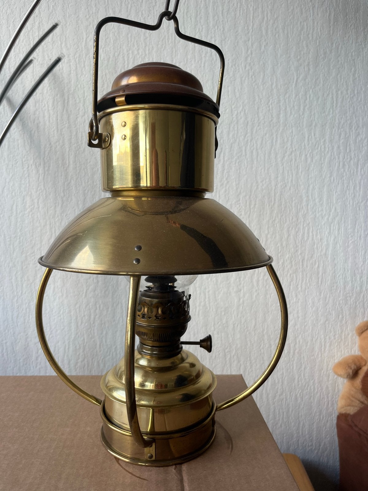 Antieke Trawler messing olielamp - scheepslamp, Ophalen
