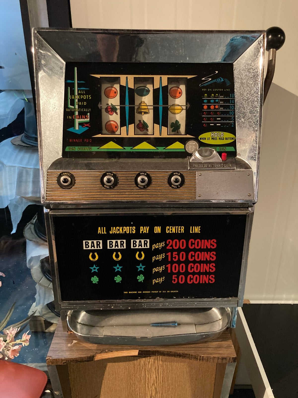Vintage fruitautomaat / gokkast, Verzamelen, Automaten | Gokkasten en Fruitautomaten, Gulden, Ophalen, Gebruikt
