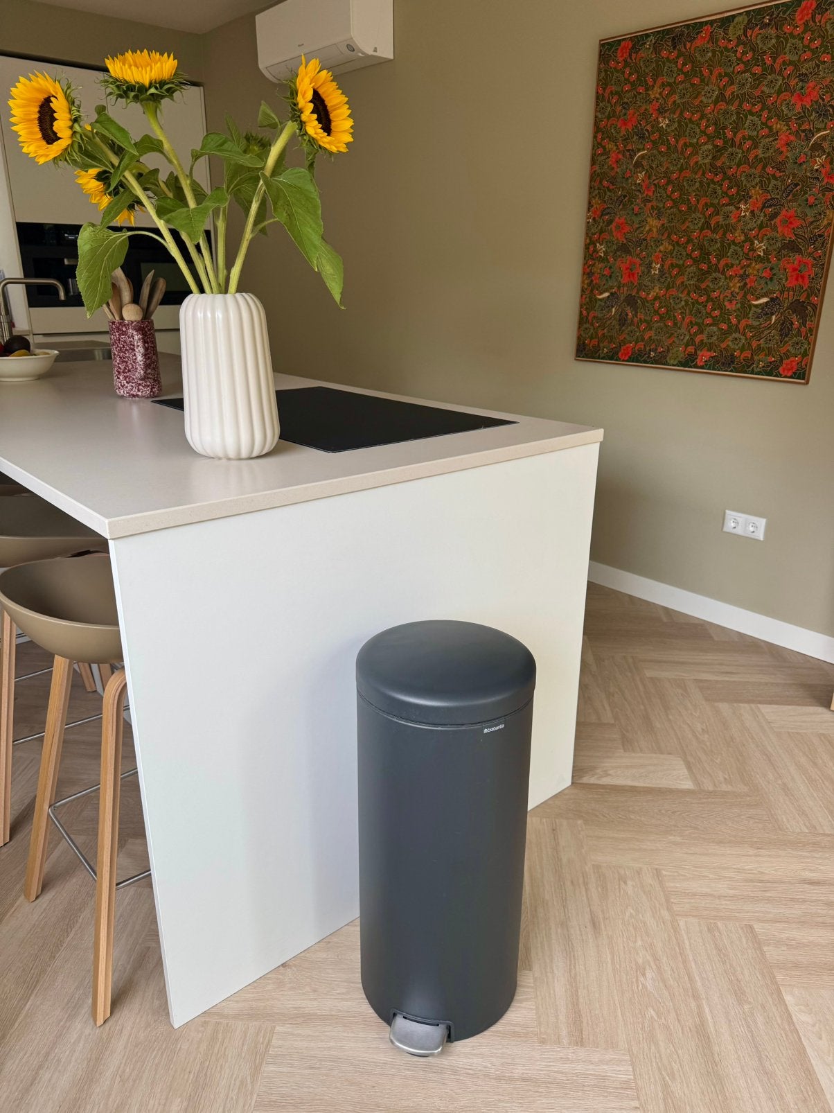Brabantia prullenbak (NewIcon), Huis en Inrichting, Woonaccessoires | Prullenbakken, Ophalen, Met pedaal, Zo goed als nieuw, Rvs