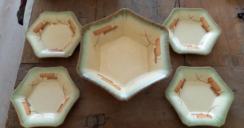 Meissen keramieke set schaal met bordjes, Antiek en Kunst, Ophalen of Verzenden