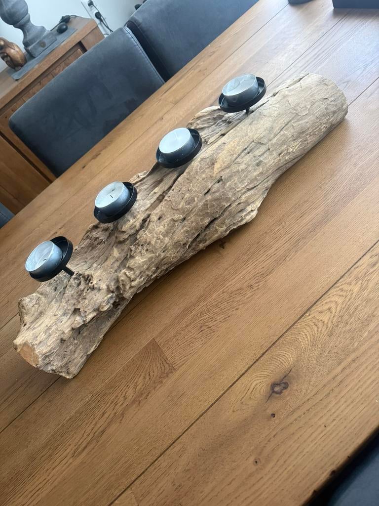 Kaarsen houder boomstam, Ophalen, Zo goed als nieuw, Hout, Minder dan 25 cm