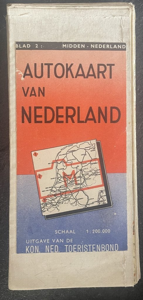 Originele vinted Autokaart Nederland 1953, Verzamelen, Ophalen of Verzenden, Gebruikt