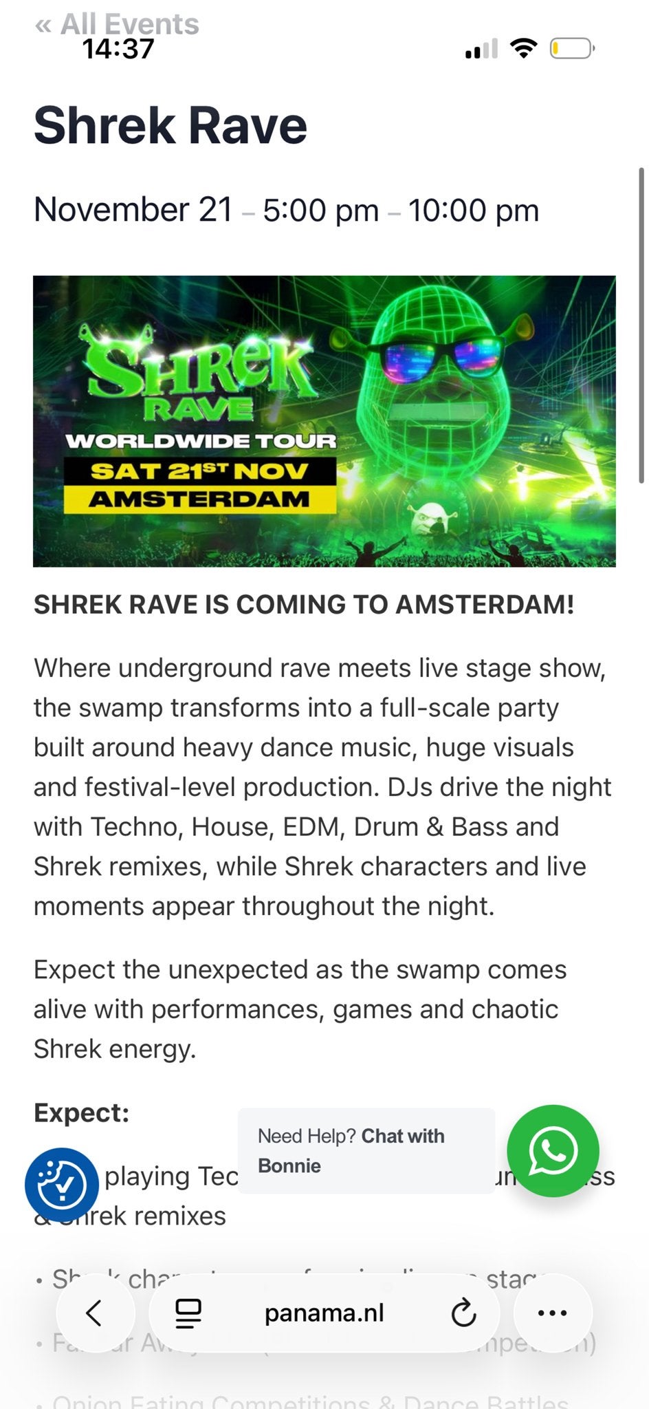 SHREK RAVE 21 NOVEMBER PANAMA AMSTERDAM, Eén persoon