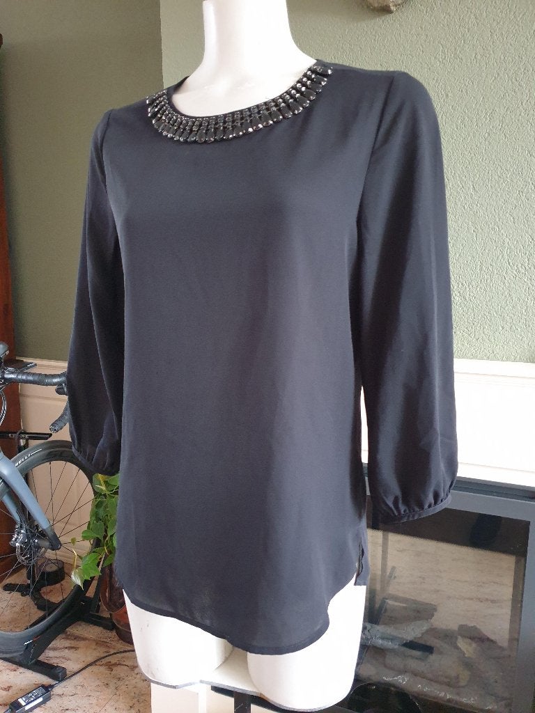 Anna Field zwarte top schitterende kraag 36 S, Anna Field, Verzenden, Zwart, Zo goed als nieuw