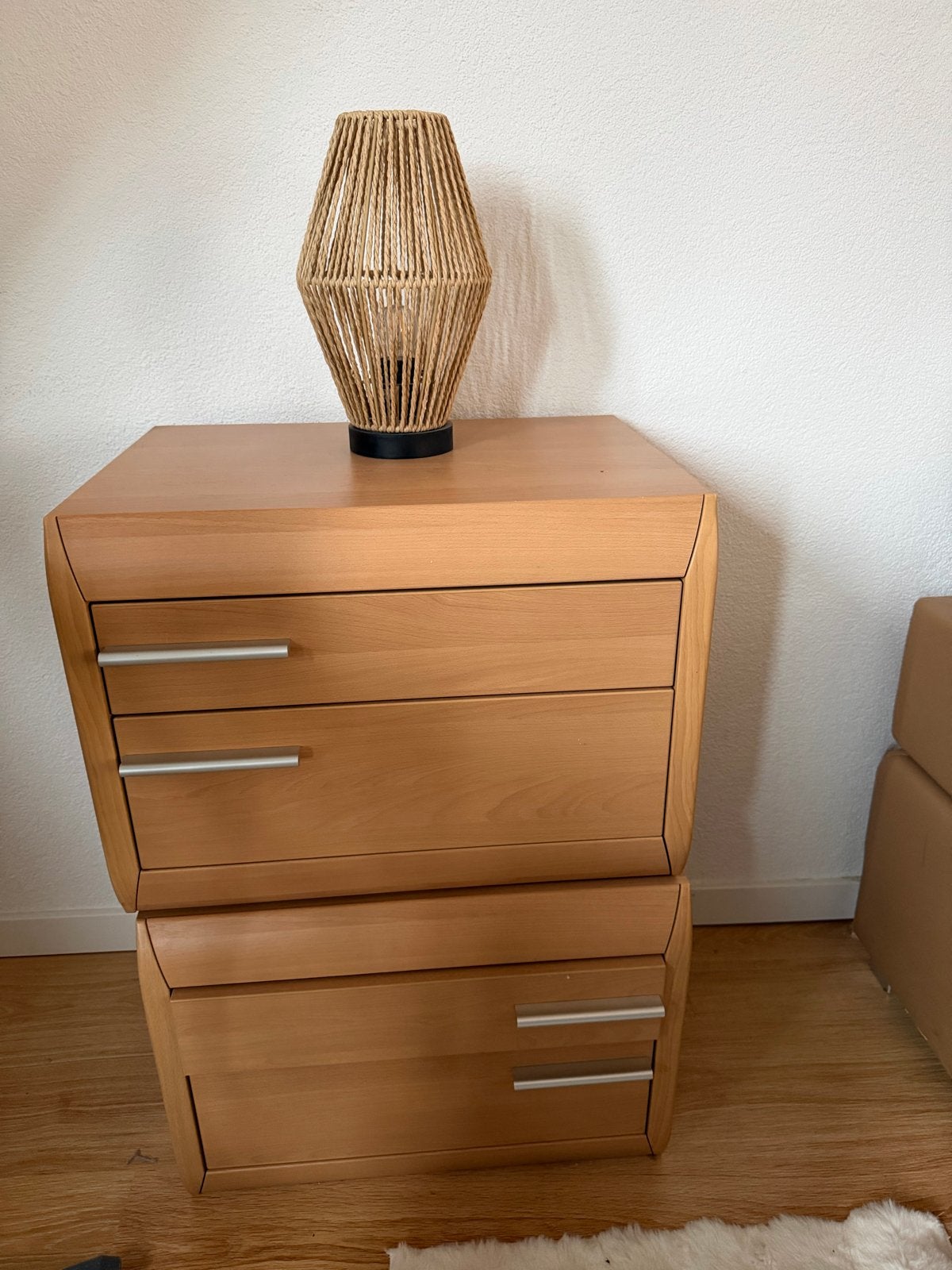 Nachtkastje met 2 lades - Hout, Gebruikt, 45 tot 65 cm, Hout, 55 tot 70 cm
