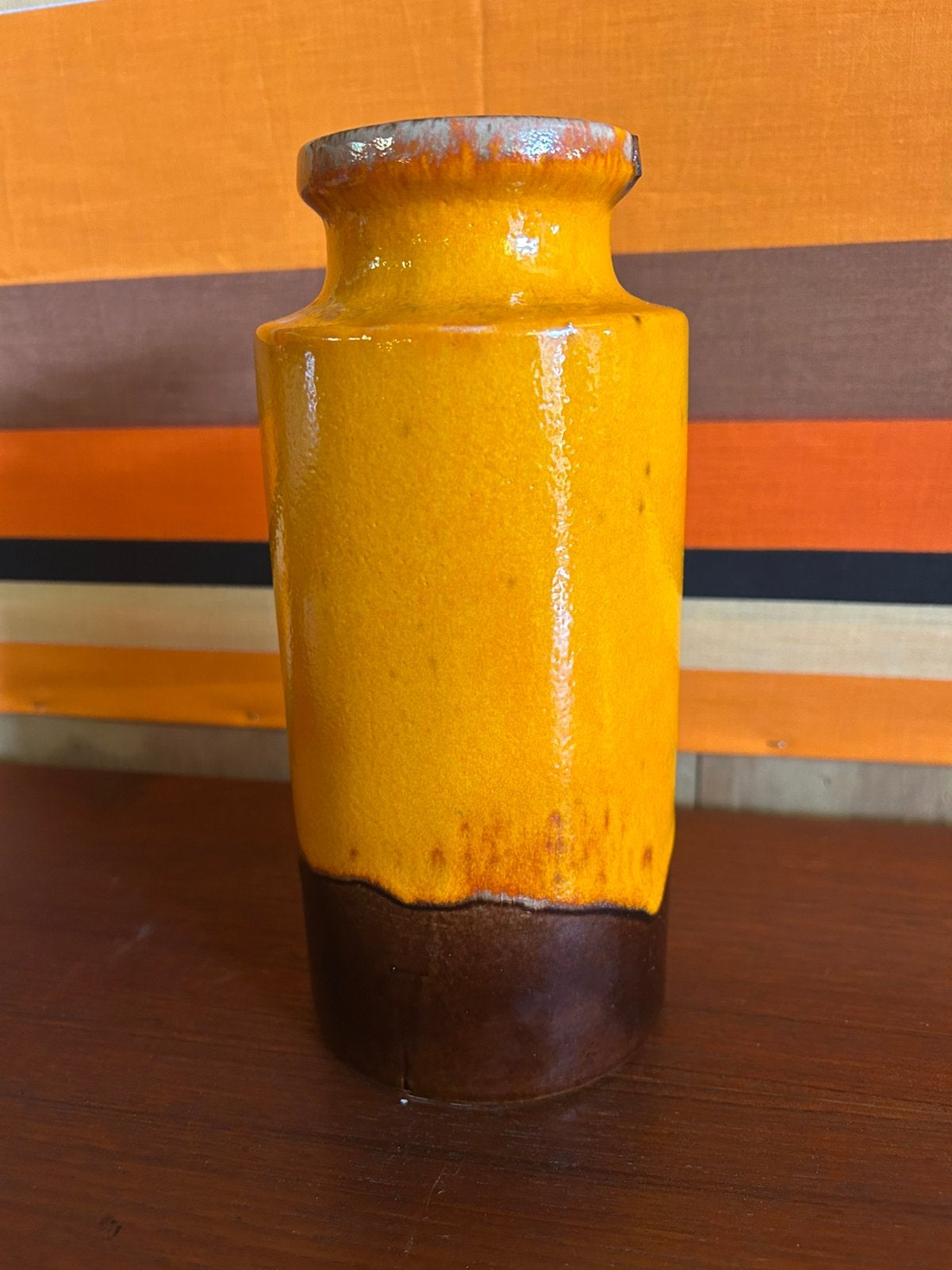Vintage jaren 70 bruin oranje west germany vaas, Verzamelen, Retro, Ophalen of Verzenden, Huis en Inrichting