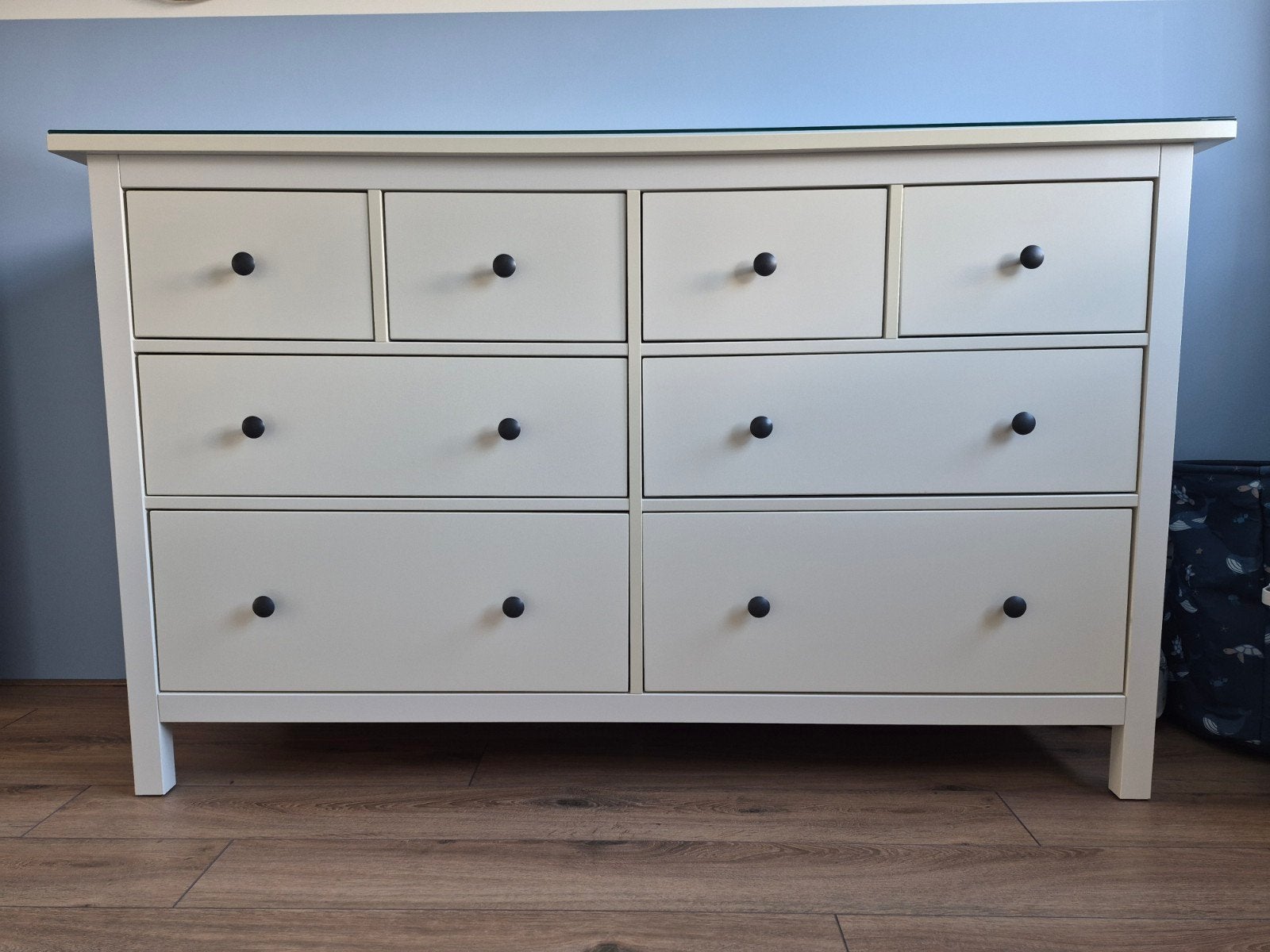 IKEA Hemnes ladekast met 8 laden (incl. glazen blad), Ophalen, Gebruikt, 5 laden of meer, Glas