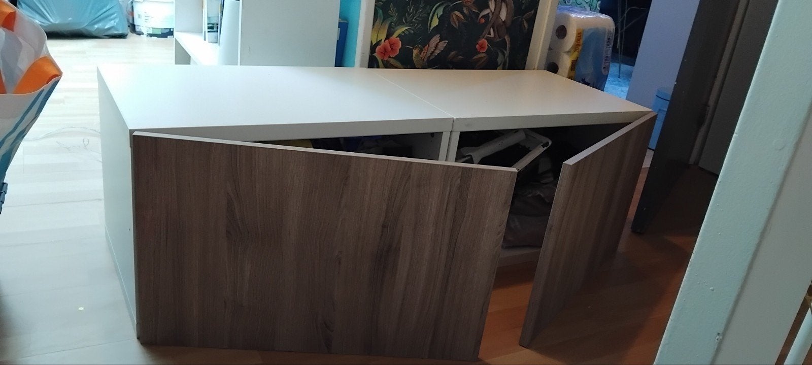 IKEA Bestå kast met deuren, wit met houtnerf, 100 tot 150 cm, Ophalen of Verzenden, Zo goed als nieuw, Minder dan 100 cm