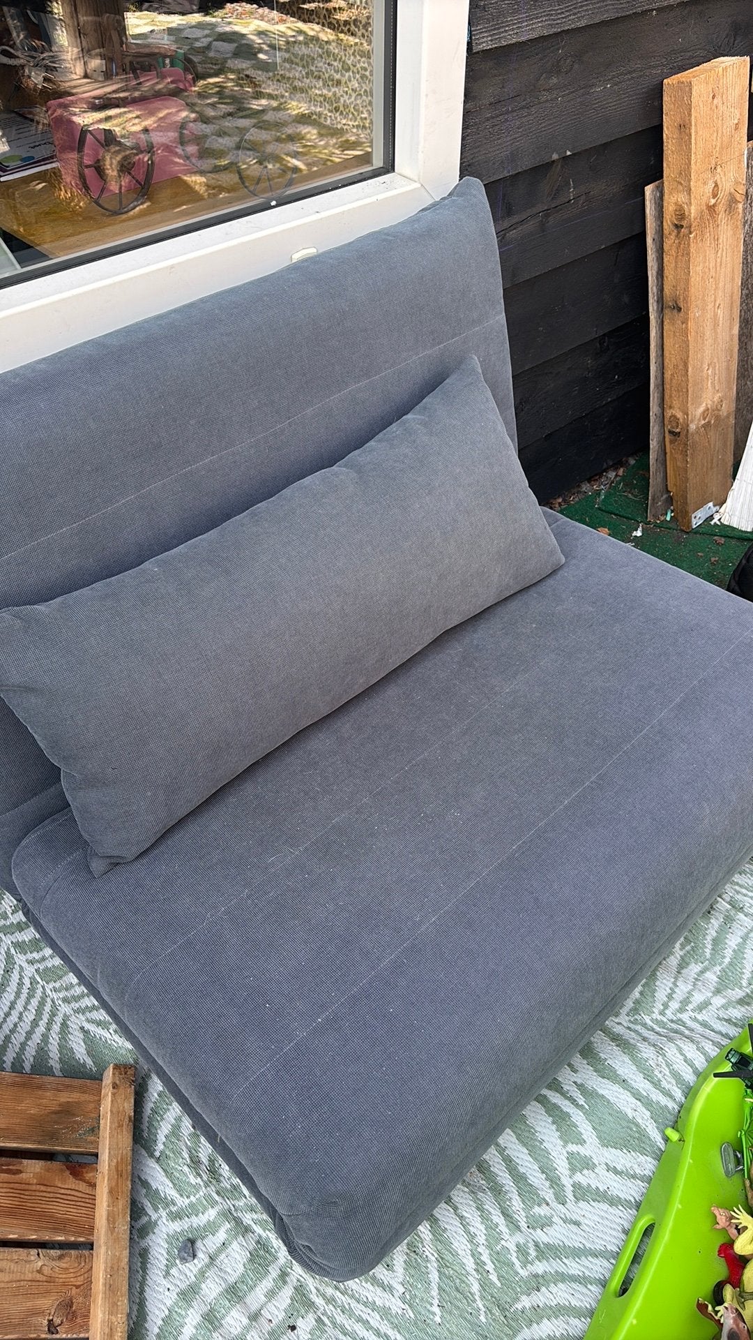 Slaapbankje, 90 cm, Eenpersoons, Blauw, Zo goed als nieuw