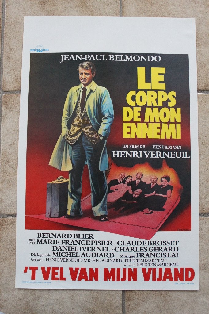 filmaffiche Jean-Paul Belmondo le corps ennemi filmposter, Rechthoekig Staand, Ophalen of Verzenden, Zo goed als nieuw, A1 t/m A3