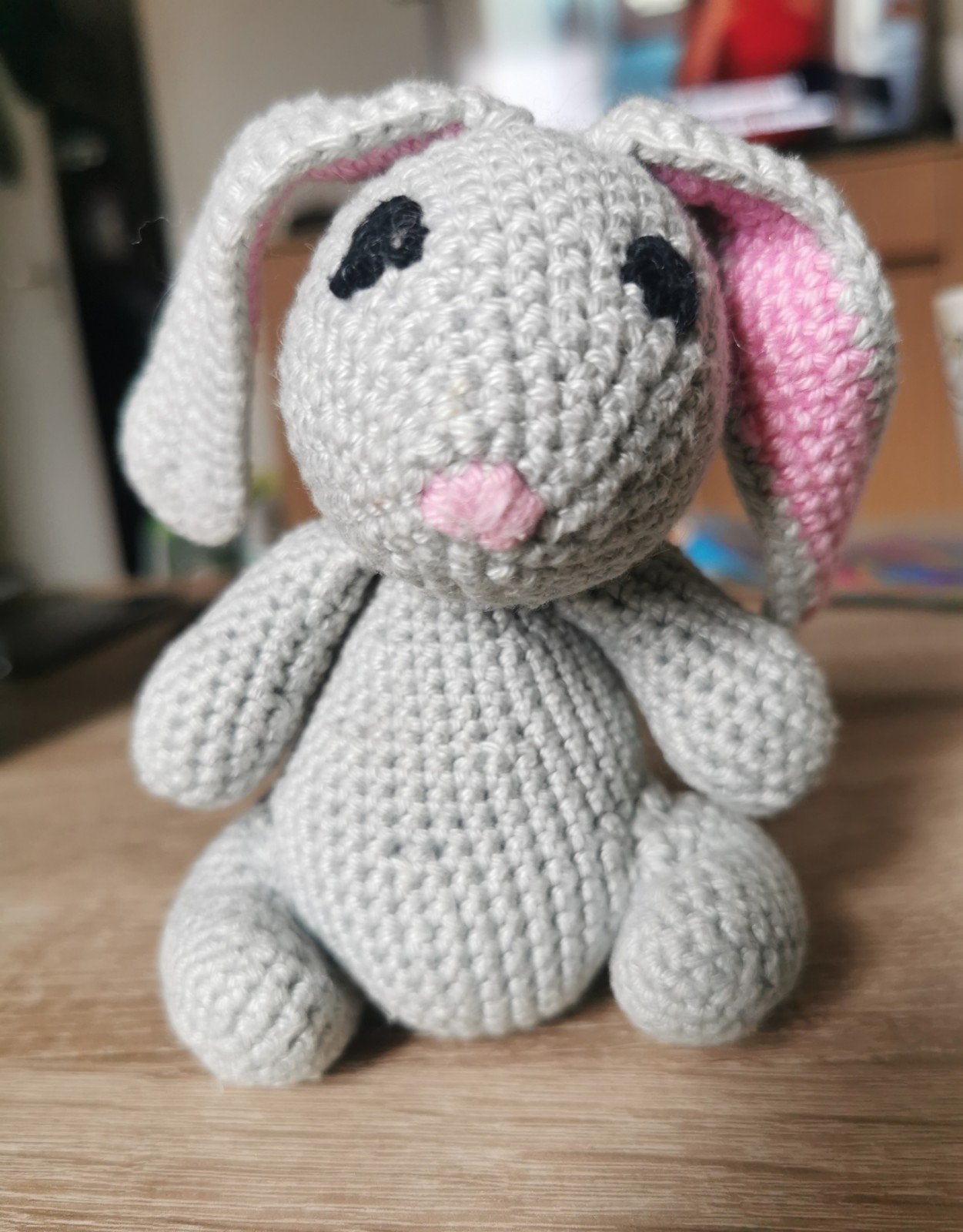 Gehaakte knuffel konijntje, Handgemaakt, Grijs, Konijn, Ophalen of Verzenden