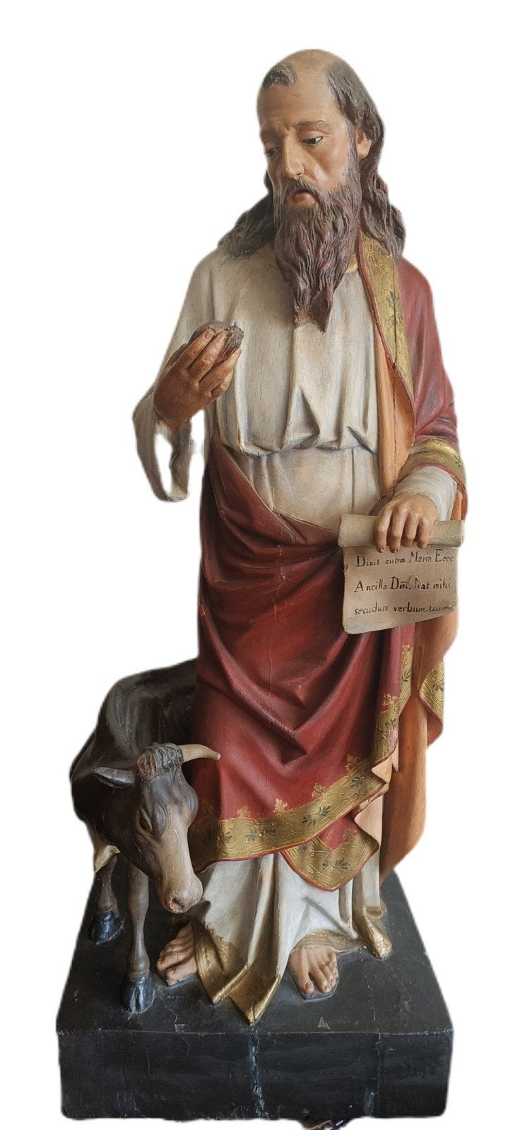 Antiek groot houten beeld Apostel Lucas - Religieuze kunst, Ophalen