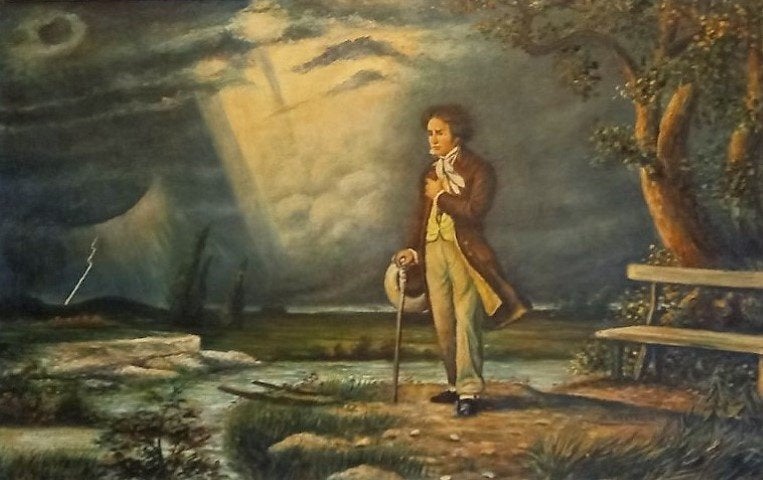 Beethoven in een stormend landschap, Ophalen