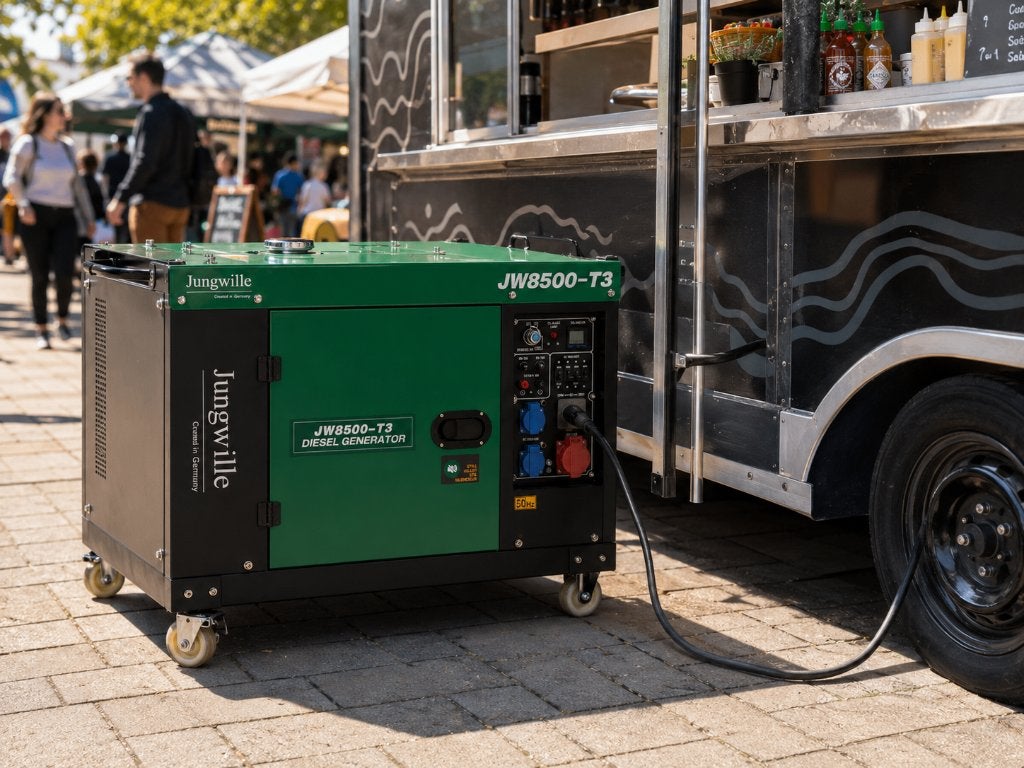 Jungwille JW8500-T3 Dieselgenerator 8,5kVA -80%, Ophalen, Dieselolie, Nieuw, Geluidgedempt