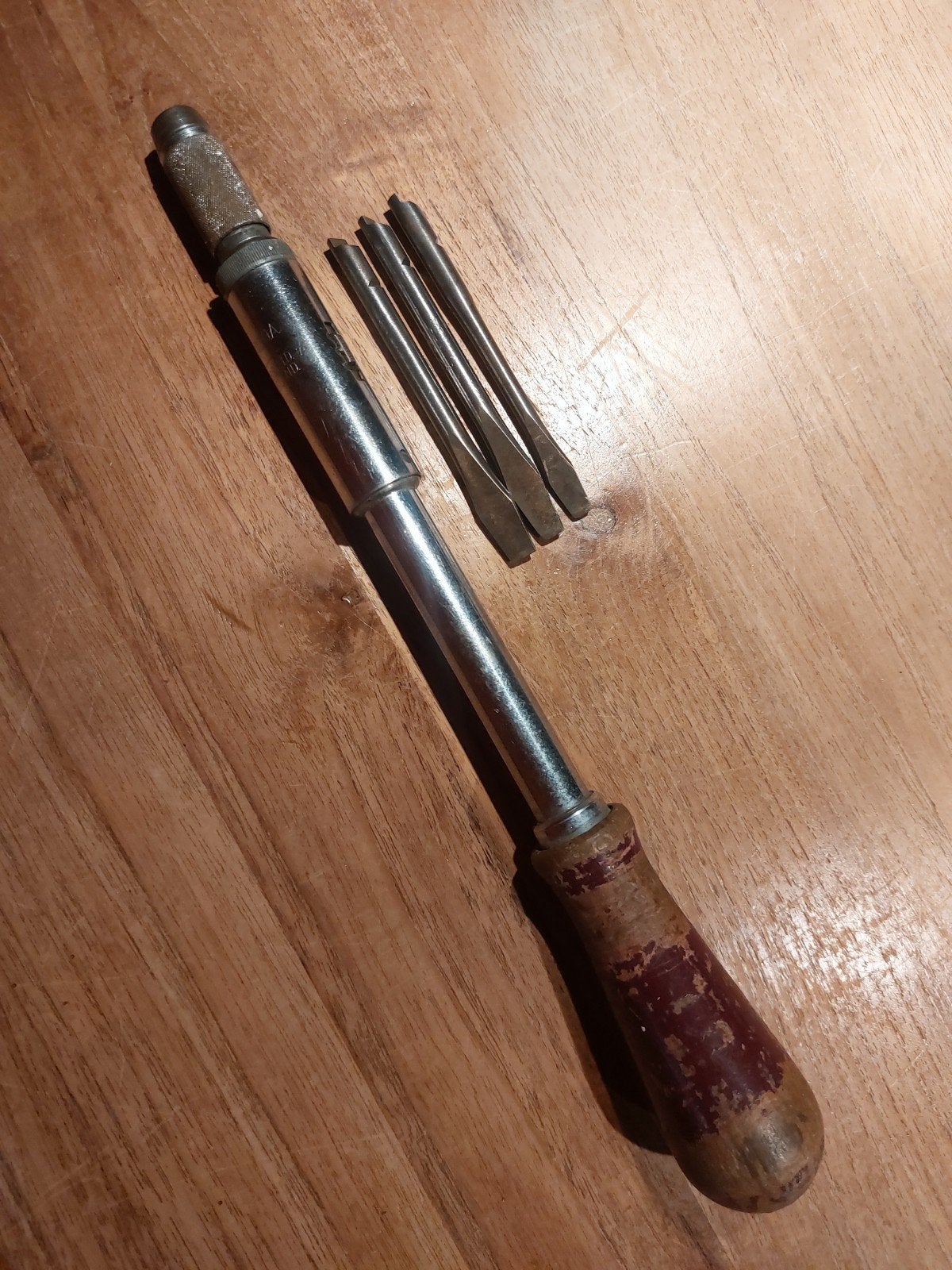 Stanley Yankee 130A Pompschroevendraaier met 3 sleufbits, Ophalen of Verzenden, Gebruikt, Schroevendraaier, Stanley