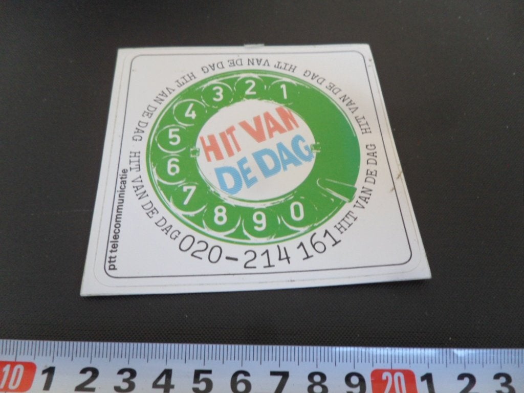 sticker PTT telecom  Hit van de dag  020-214161, Ophalen, Zo goed als nieuw