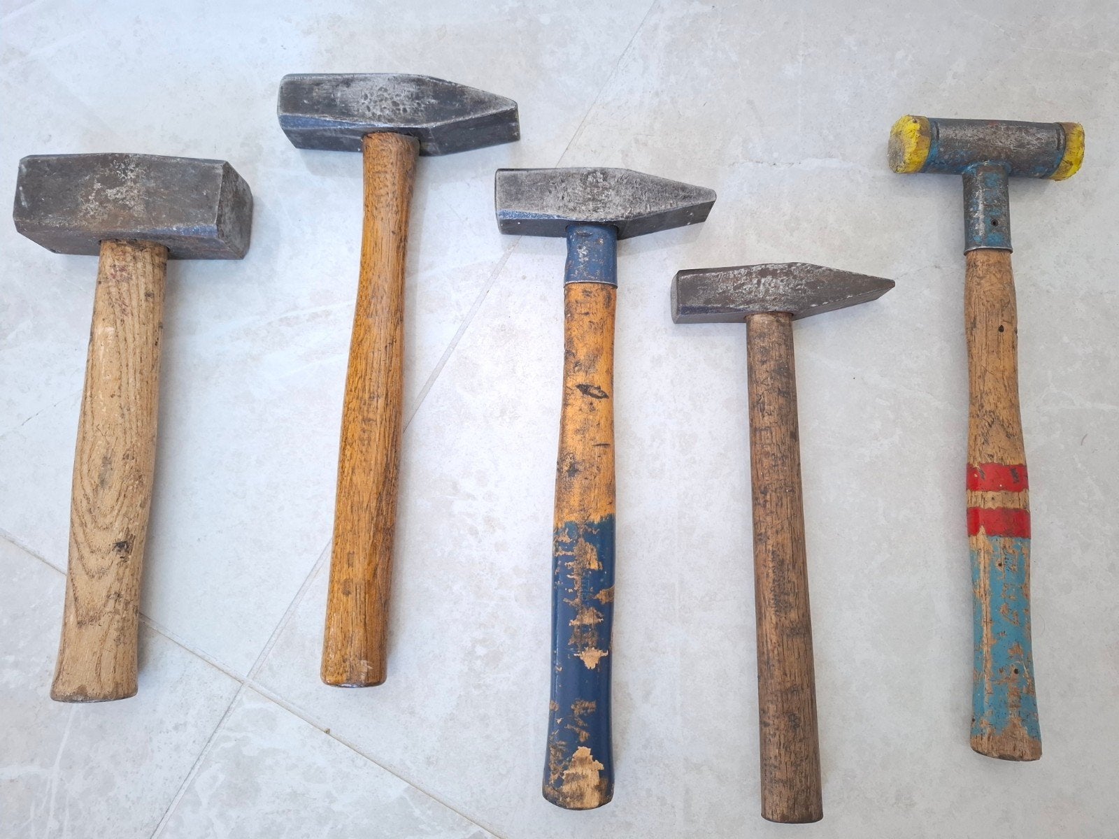 Partij vintage Peddinghaus bankhamers vuistje hickory steel, Ophalen, Gebruikt